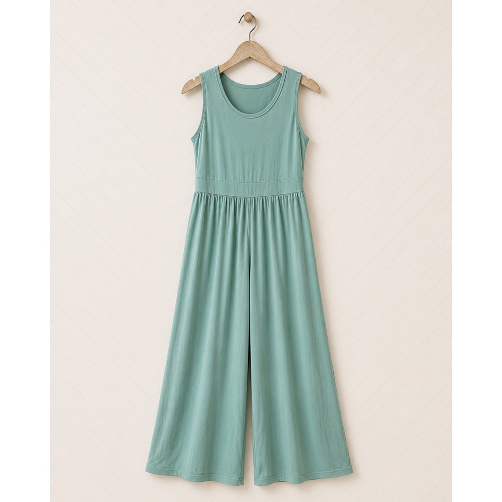 PrettyGarden Women's Sleeveless Wide-Leg Jumpsuit in Aqua Size L